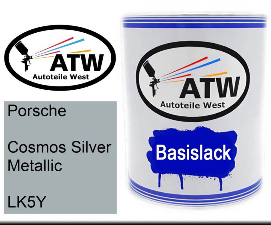 Porsche, Cosmos Silver Metallic, LK5Y: 1L Lackdose, von ATW Autoteile West.
